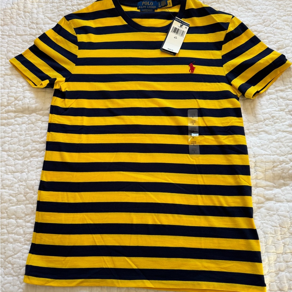 Ralph Lauren Navy and Yellow Striped Tee